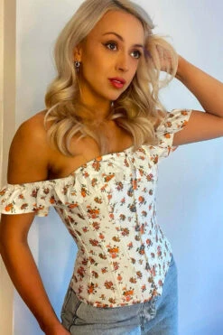 Corset Story Floral Vintage Inspired Straight Line Overbust With Off Shoulder Collar -Corset Story CSFT011 Customerpic July2021 1
