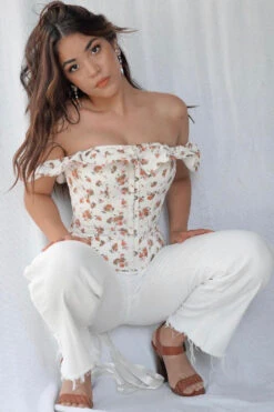 Corset Story Floral Vintage Inspired Straight Line Overbust With Off Shoulder Collar -Corset Story CSFT011 Customerpic June2021 2