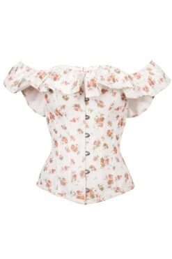 Corset Story Floral Vintage Inspired Straight Line Overbust With Off Shoulder Collar