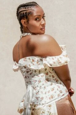 Corset Story Floral Vintage Inspired Straight Line Overbust With Off Shoulder Collar -Corset Story CSFT011 1 5ffa57d9 b90e 45d1 bbb0 36f7d9945992