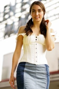 White Cotton Embroidery Anglaise Overbust With Gathered Bust 33 White Cotton Embroidery Anglaise Overbust With Gathered Bust -Corset Story CSFT052 website 1