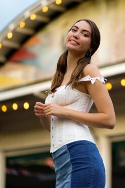 White Cotton Embroidery Anglaise Overbust With Gathered Bust 38 White Cotton Embroidery Anglaise Overbust With Gathered Bust -Corset Story CSFT052 website 6