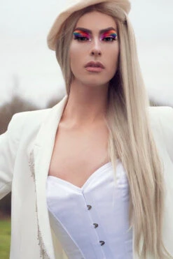 Instant Shape White Satin Overbust - Longline -Corset Story CSFT070 CustomerPic May2021 2