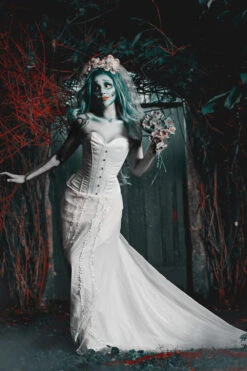 Instant Shape White Satin Overbust - Longline -Corset Story CSFT070 Halloweenpic 2