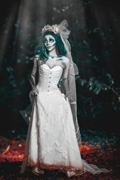 Instant Shape White Satin Overbust - Longline -Corset Story CSFT070 October 2020 CorpseBride website 1