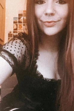 Black Brocade Overbust With Court Neck And Sleeves -Corset Story CSFT095 Customerpic June2021 2 5eb24caf 9343 448e b206 38609a0b93de