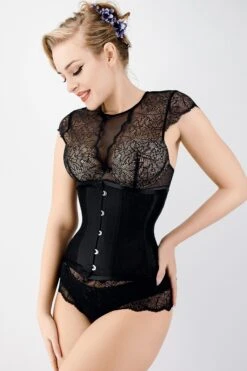 Black Lingerie Weight Mesh Underbust Corset -Corset Story CSFT097 2