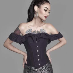 Black Cotton Straight Bustline Corset Top With Off The Shoulder Sleeves 37 Black Cotton Straight Bustline Corset Top With Off The Shoulder Sleeves -Corset Story CSFT102 Customerpic June2021 2 2d3619aa df69 4591 a25c d60cfd9cb87b