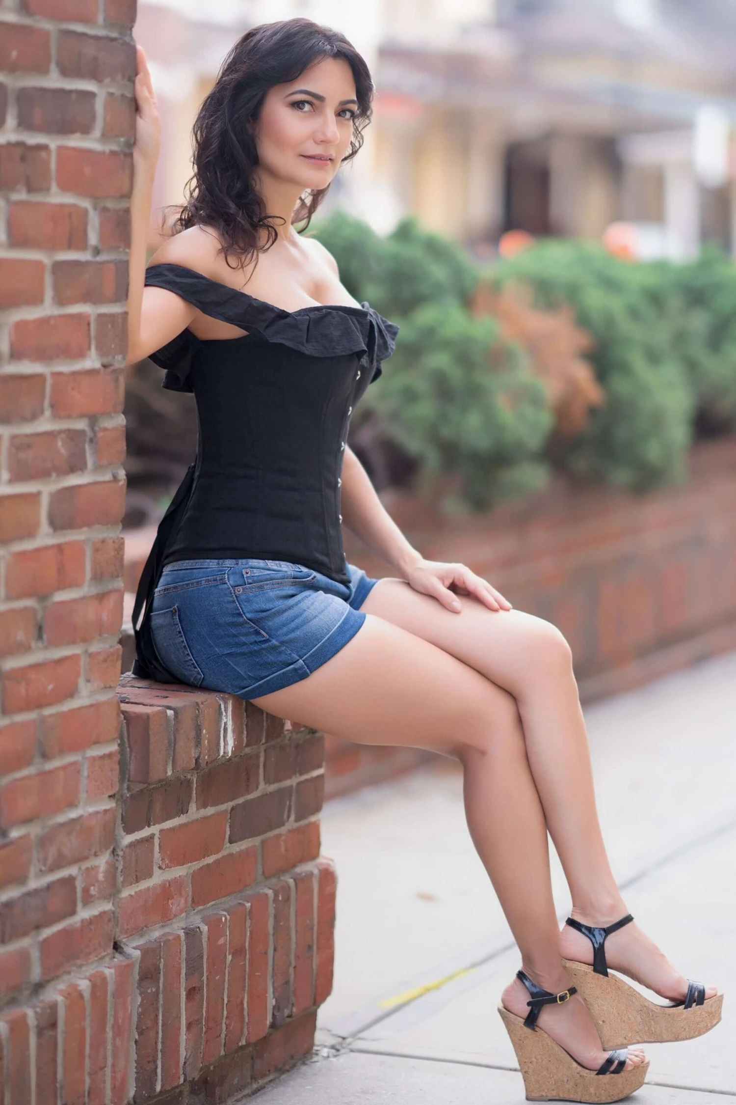 Black Cotton Straight Bustline Corset Top With Off The Shoulder Sleeves 7 Black Cotton Straight Bustline Corset Top With Off The Shoulder Sleeves - Image 7