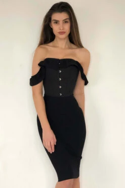 Black Cotton Straight Bustline Corset Top With Off The Shoulder Sleeves 23 Black Cotton Straight Bustline Corset Top With Off The Shoulder Sleeves -Corset Story CSFT102 October 2020 website 2 2aec9725 c06e 4625 876e fbd26e1d51d9