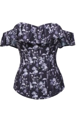 Wild Mushroom Corset Top With Bardot Sleeve -Corset Story CSFT1553
