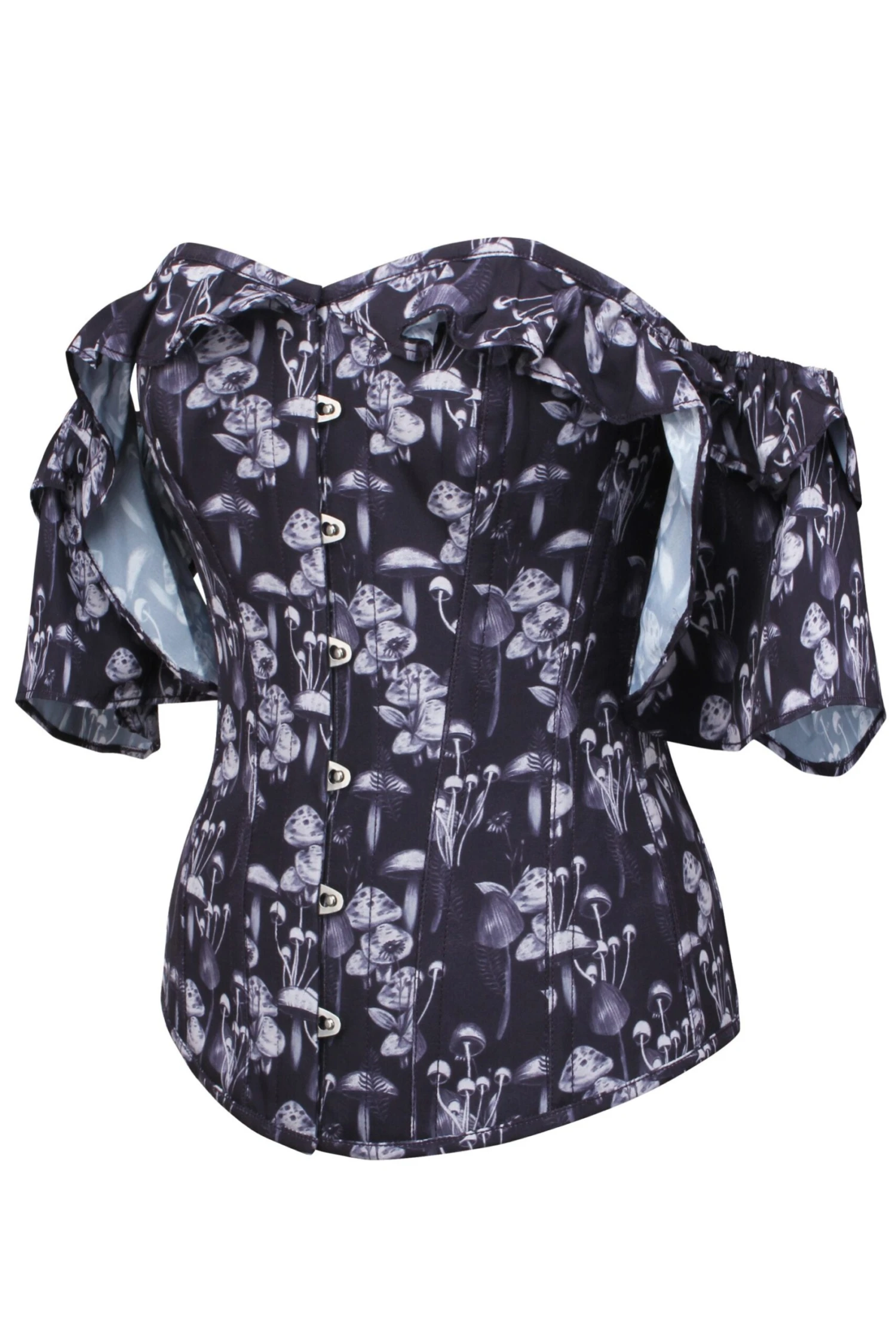 Wild Mushroom Corset Top With Frill Sleeve 1 Wild Mushroom Corset Top With Frill Sleeve