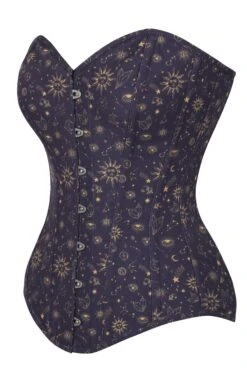 Mystic Galaxy Indigo And Gold Longline Overbust Corset -Corset Story CSFT1613