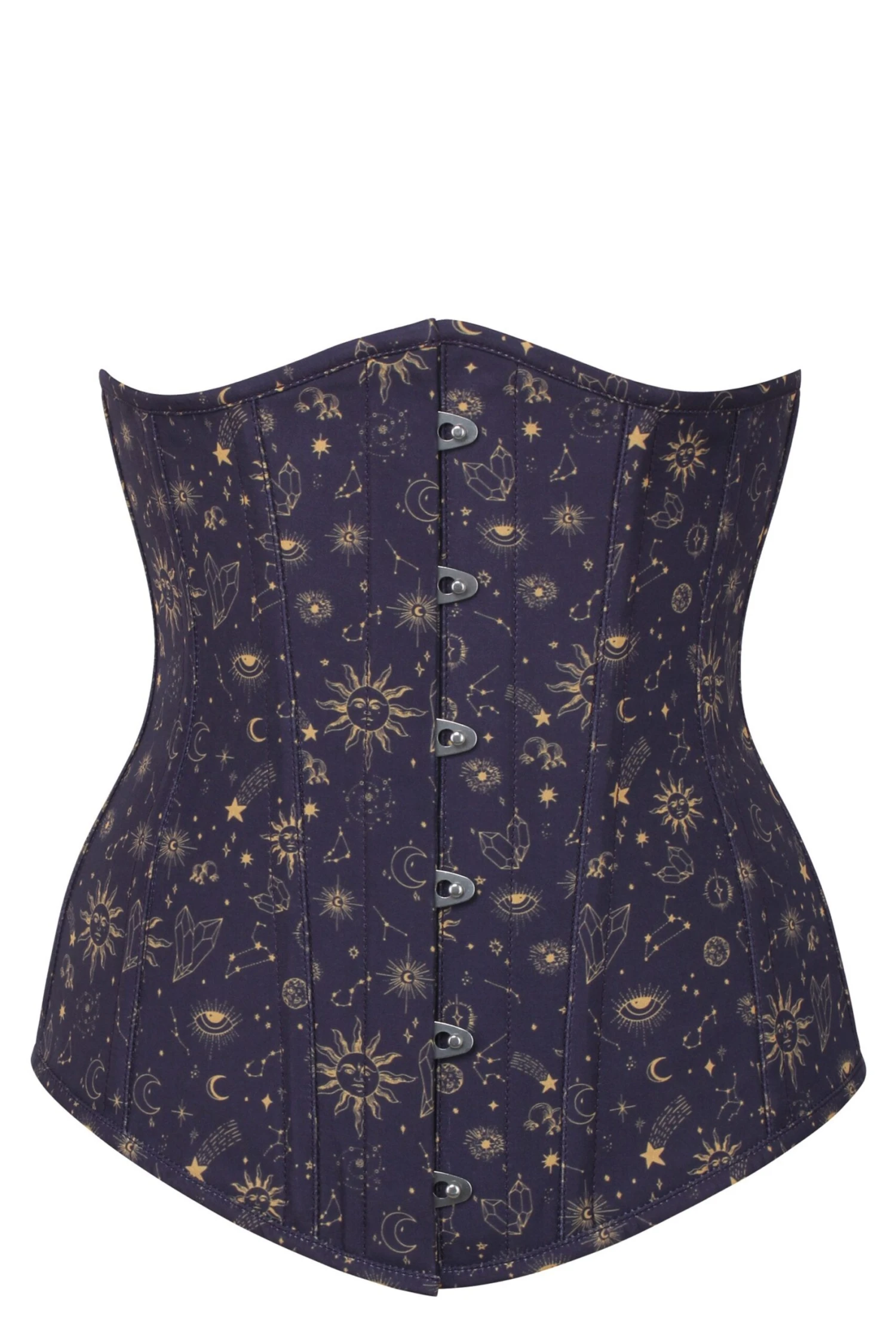 Mystic Galaxy Indigo And Gold Longline Underbust Corset 1 Mystic Galaxy Indigo And Gold Longline Underbust Corset