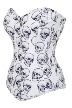 White And Grey Skull Gothic Longline Overbust Corset -Corset Story CSFT1692