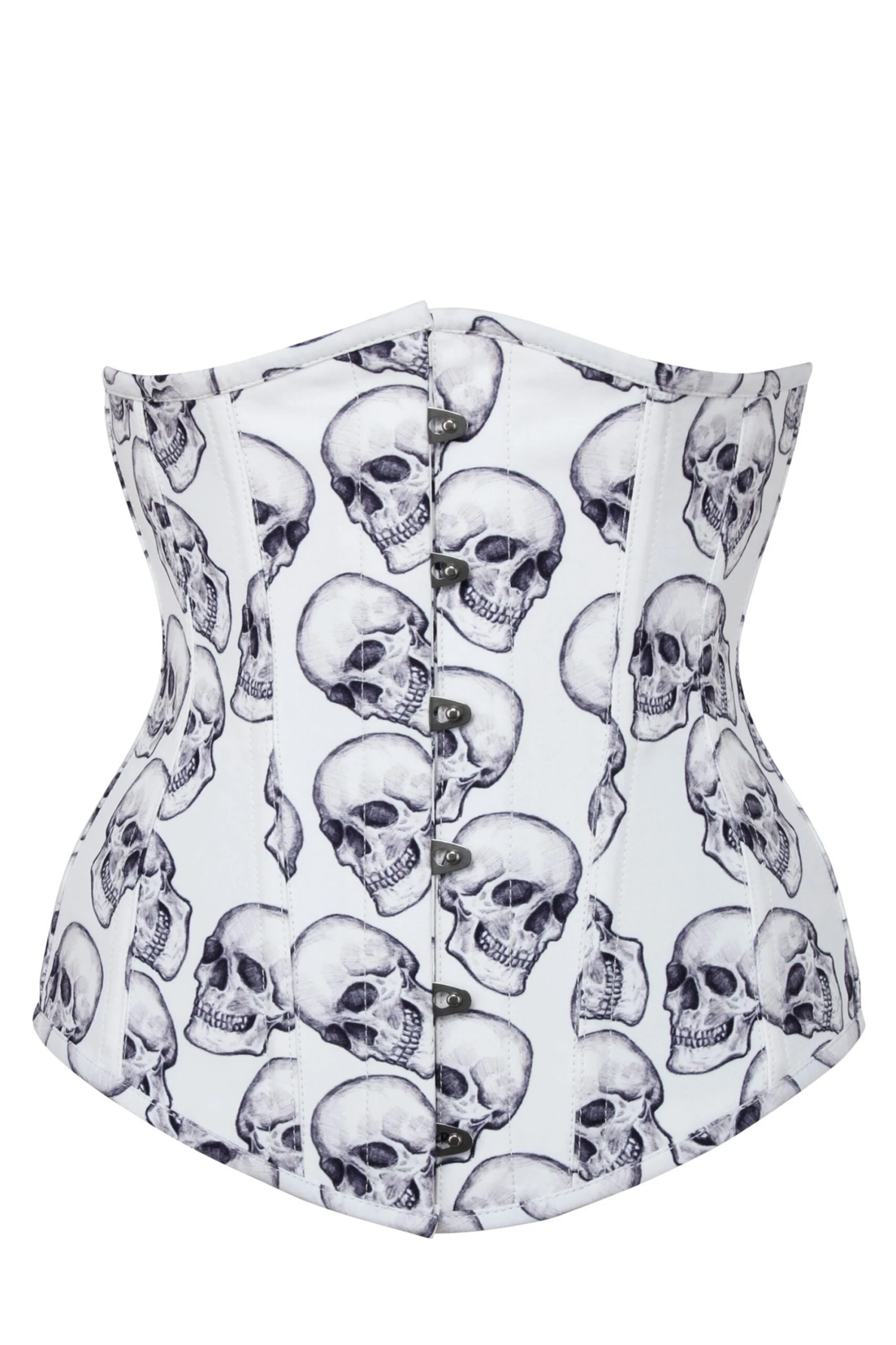White And Grey Skull Gothic Longline Underbust Corset 1 White And Grey Skull Gothic Longline Underbust Corset