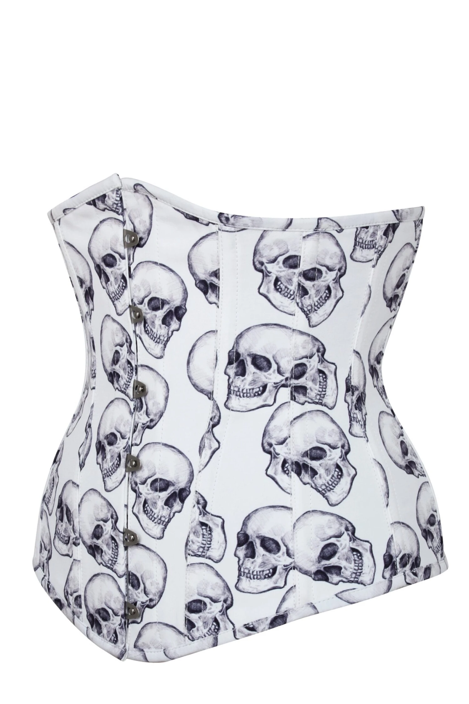 White And Grey Skull Gothic Longline Underbust Corset 3 White And Grey Skull Gothic Longline Underbust Corset - Image 3