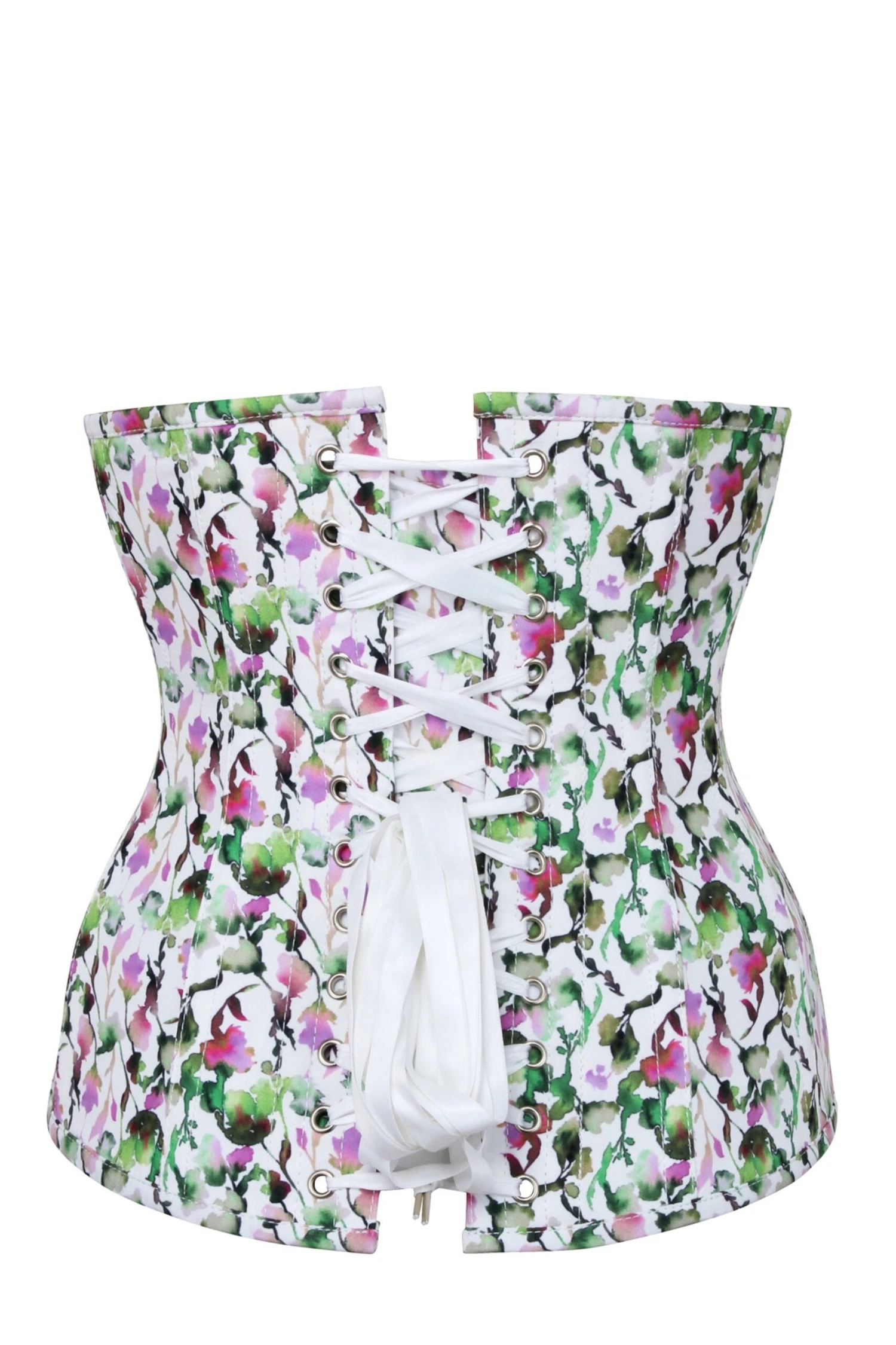 Watercolour Floral Print Longline Underbust Corset 2 Watercolour Floral Print Longline Underbust Corset - Image 2