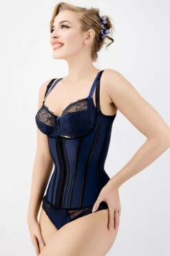 Corset Story Navy Latex Underbust Corset With Adjustable Bra Straps 18 Corset Story Navy Latex Underbust Corset With Adjustable Bra Straps -Corset Story CSLT028 A