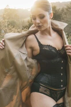 Black Underbust With Contrast Brocade Hip Panel And Curved Hem 23 Black Underbust With Contrast Brocade Hip Panel And Curved Hem -Corset Story CSWTVIC 001 December 2020 website 2