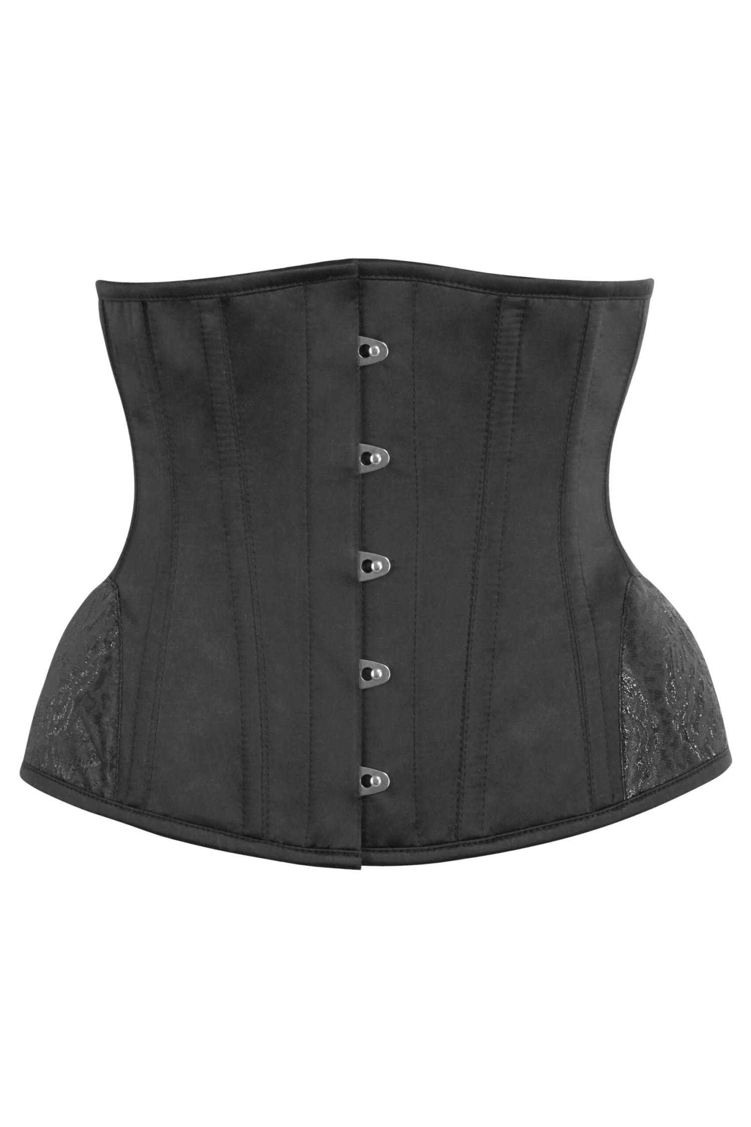 Black Underbust With Contrast Brocade Hip Panel And Curved Hem 1 Black Underbust With Contrast Brocade Hip Panel And Curved Hem