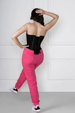 Black Cotton Twill Classic Overbust Waist Trainer With Hip Gores 17 Black Cotton Twill Classic Overbust Waist Trainer With Hip Gores -Corset Story EXP001 back