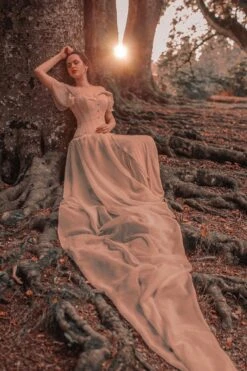 Pinky Beige Cotton Twill Classic Overbust Waist Trainer With Hip Gores -Corset Story EXP002