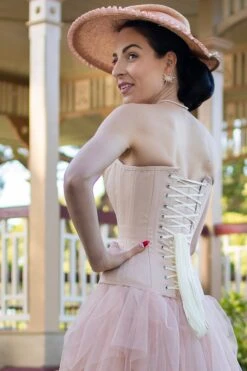 Pinky Beige Cotton Twill Classic Overbust Waist Trainer With Hip Gores -Corset Story EXP002 September2020 website 2