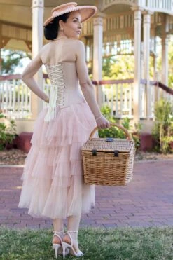 Pinky Beige Cotton Twill Classic Overbust Waist Trainer With Hip Gores -Corset Story EXP002 September2020 website 4