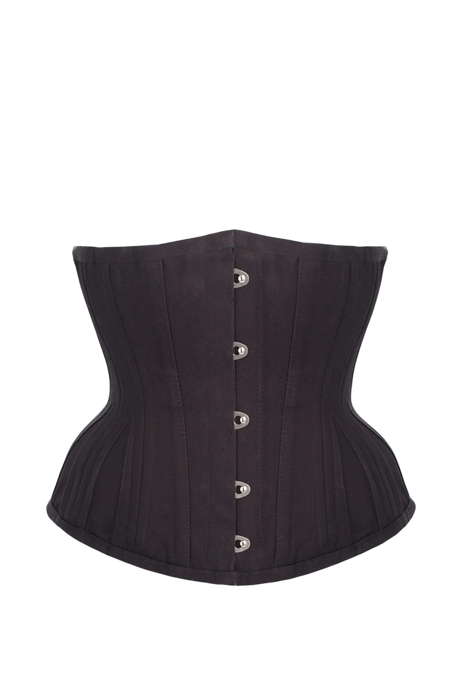 Black Cotton Twill Classic Underbust Waist Trainer With Hip Gores 1 Black Cotton Twill Classic Underbust Waist Trainer With Hip Gores