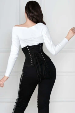 Black Cotton Twill Classic Underbust Waist Trainer With Hip Gores 12 Black Cotton Twill Classic Underbust Waist Trainer With Hip Gores -Corset Story EXP003 5