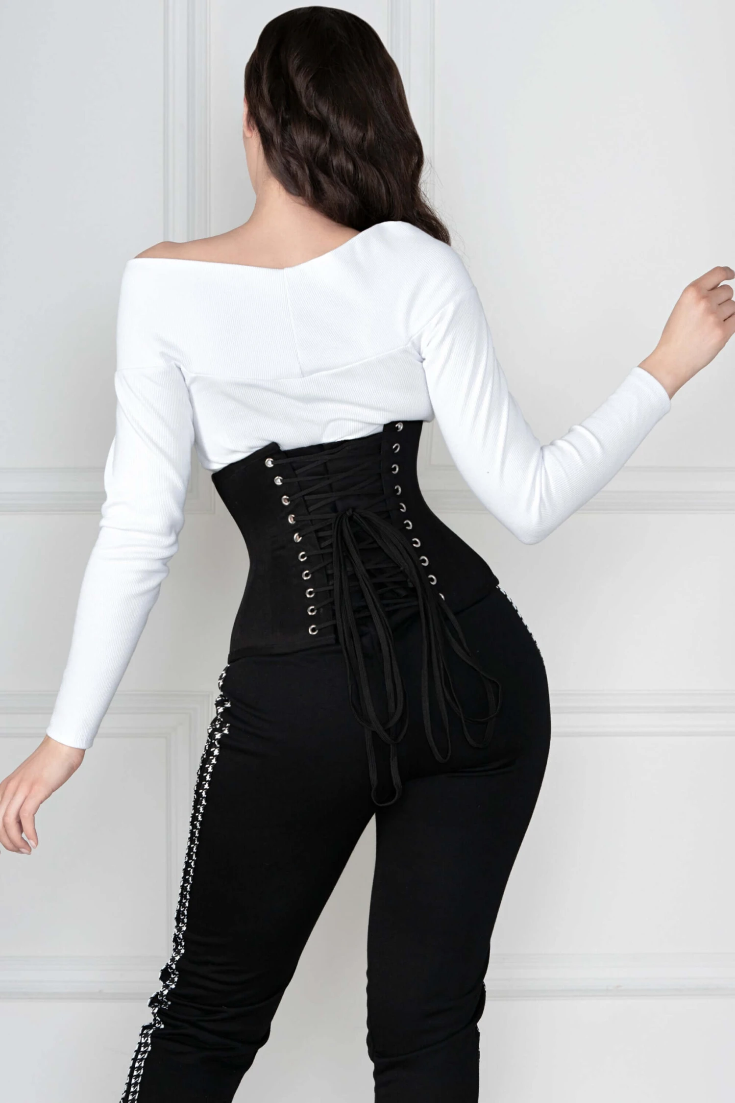 Black Cotton Twill Classic Underbust Waist Trainer With Hip Gores 5 Black Cotton Twill Classic Underbust Waist Trainer With Hip Gores - Image 5