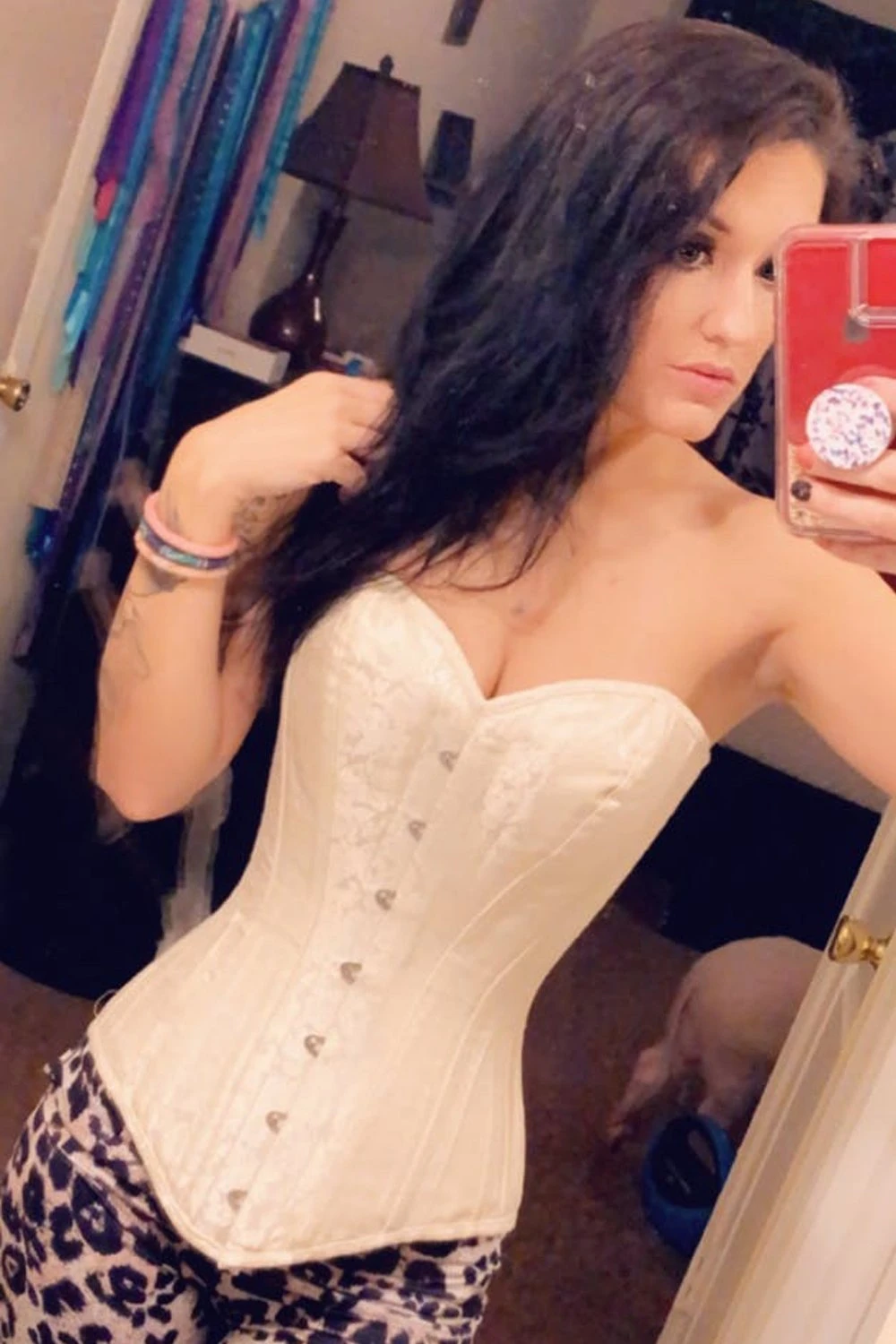 Exquisite Cream Brocade Longline Overbust Waist Trainer 4 Exquisite Cream Brocade Longline Overbust Waist Trainer - Image 4