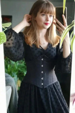 Black Cotton Expert Waist Training Waspie Corset 35 Black Cotton Expert Waist Training Waspie Corset -Corset Story EXP016 life.of .rhona Jan2022