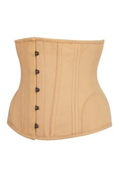 Underbust Waist Trainer In Beige Cotton Twill -Curved Hem And Hip Panels -Corset Story EXP1063