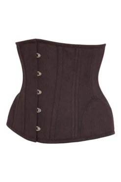Underbust Waist Trainer In Espresso Cotton Twill -Curved Hem And Hip Panels 5 Underbust Waist Trainer In Espresso Cotton Twill -Curved Hem And Hip Panels -Corset Story EXP1073
