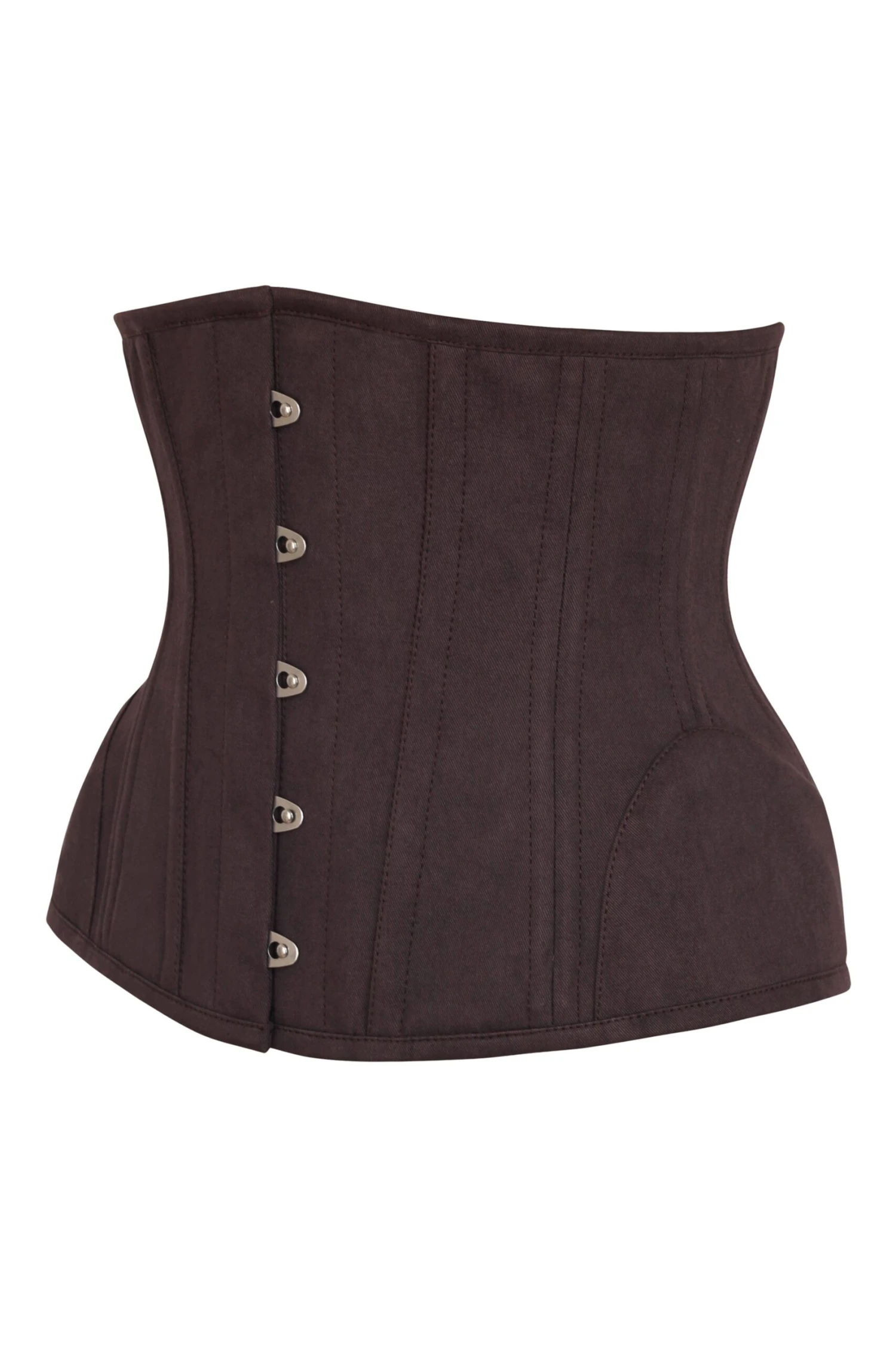Underbust Waist Trainer In Espresso Cotton Twill -Curved Hem And Hip Panels 3 Underbust Waist Trainer In Espresso Cotton Twill -Curved Hem And Hip Panels - Image 3
