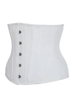 Underbust Waist Trainer In White Cotton Twill -Curved Hem And Hip Panels 5 Underbust Waist Trainer In White Cotton Twill -Curved Hem And Hip Panels -Corset Story EXP1083