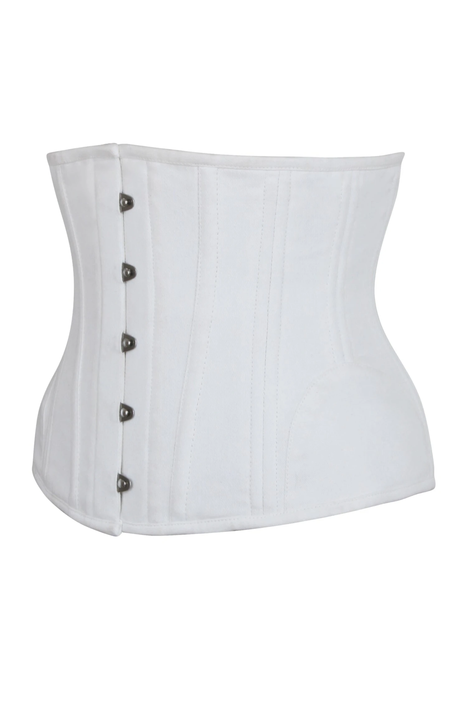 Underbust Waist Trainer In White Cotton Twill -Curved Hem And Hip Panels 3 Underbust Waist Trainer In White Cotton Twill -Curved Hem And Hip Panels - Image 3