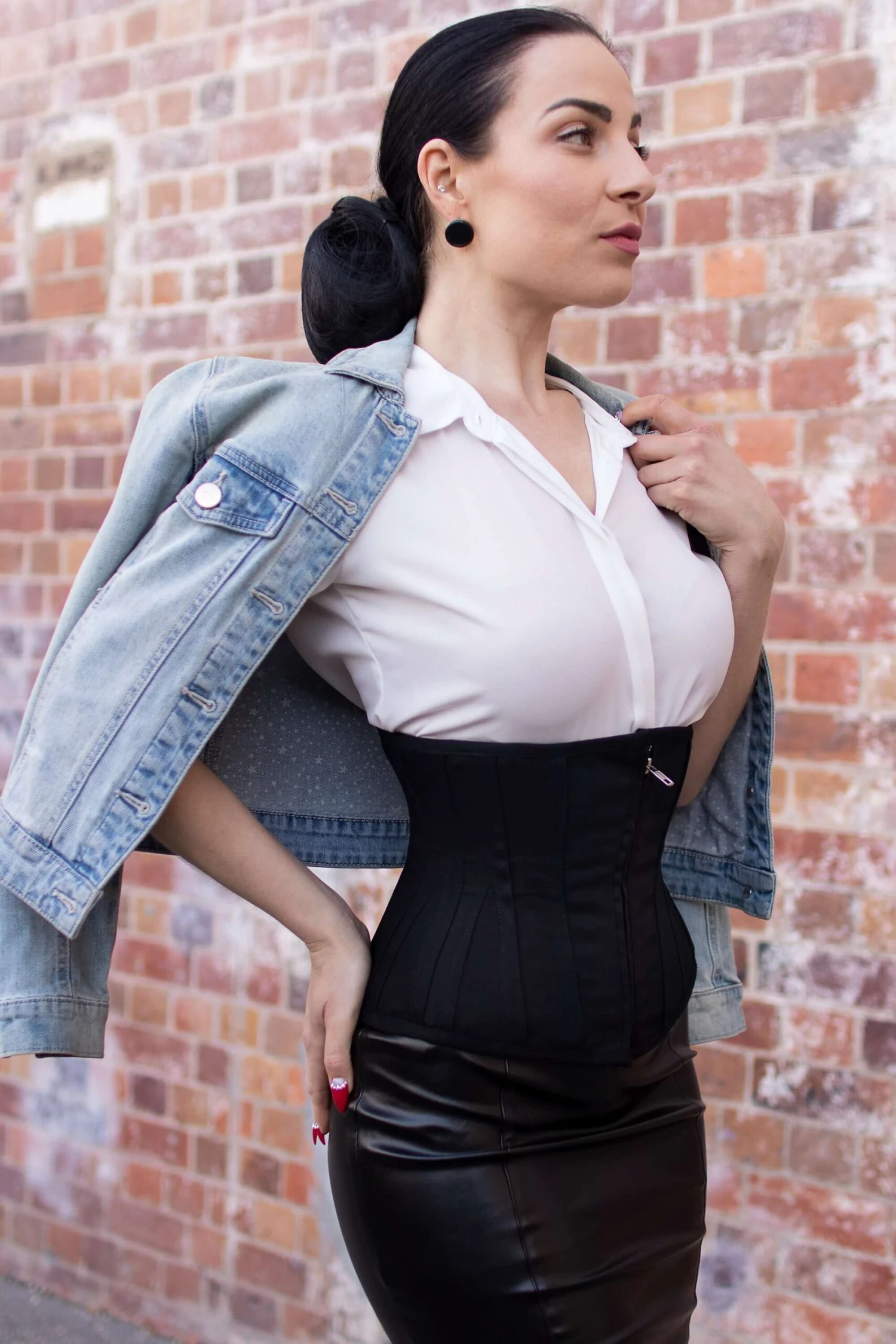 Cotton Black Waist Training Corset With Zip 9 Cotton Black Waist Training Corset With Zip - Image 9