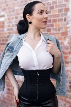 Cotton Black Waist Training Corset With Zip 17 Cotton Black Waist Training Corset With Zip -Corset Story EXS003 September 2020 website 5