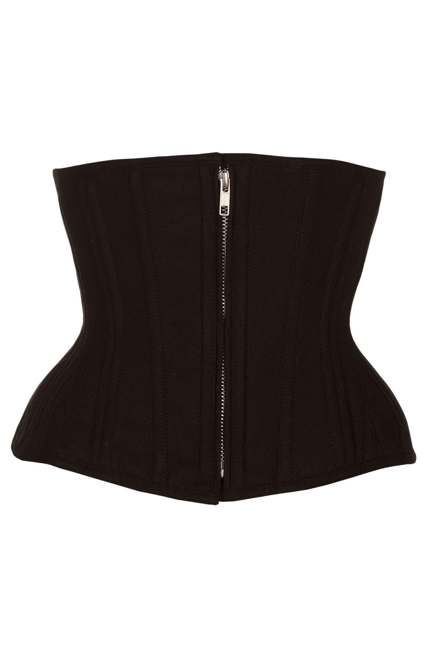Cotton Black Waist Training Corset With Zip 1 Cotton Black Waist Training Corset With Zip