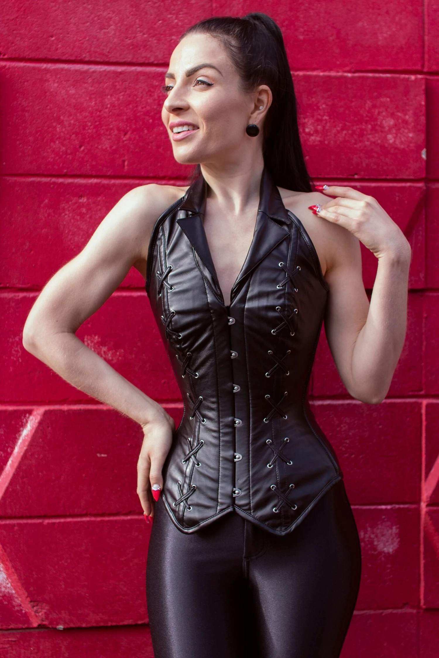 PVC Halterneck Steel Boned Overbust 5 PVC Halterneck Steel Boned Overbust - Image 5