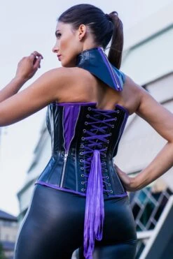 PVC Purple & Black Zipped Corset With Choker -Corset Story EXS006 September 2020 website 13