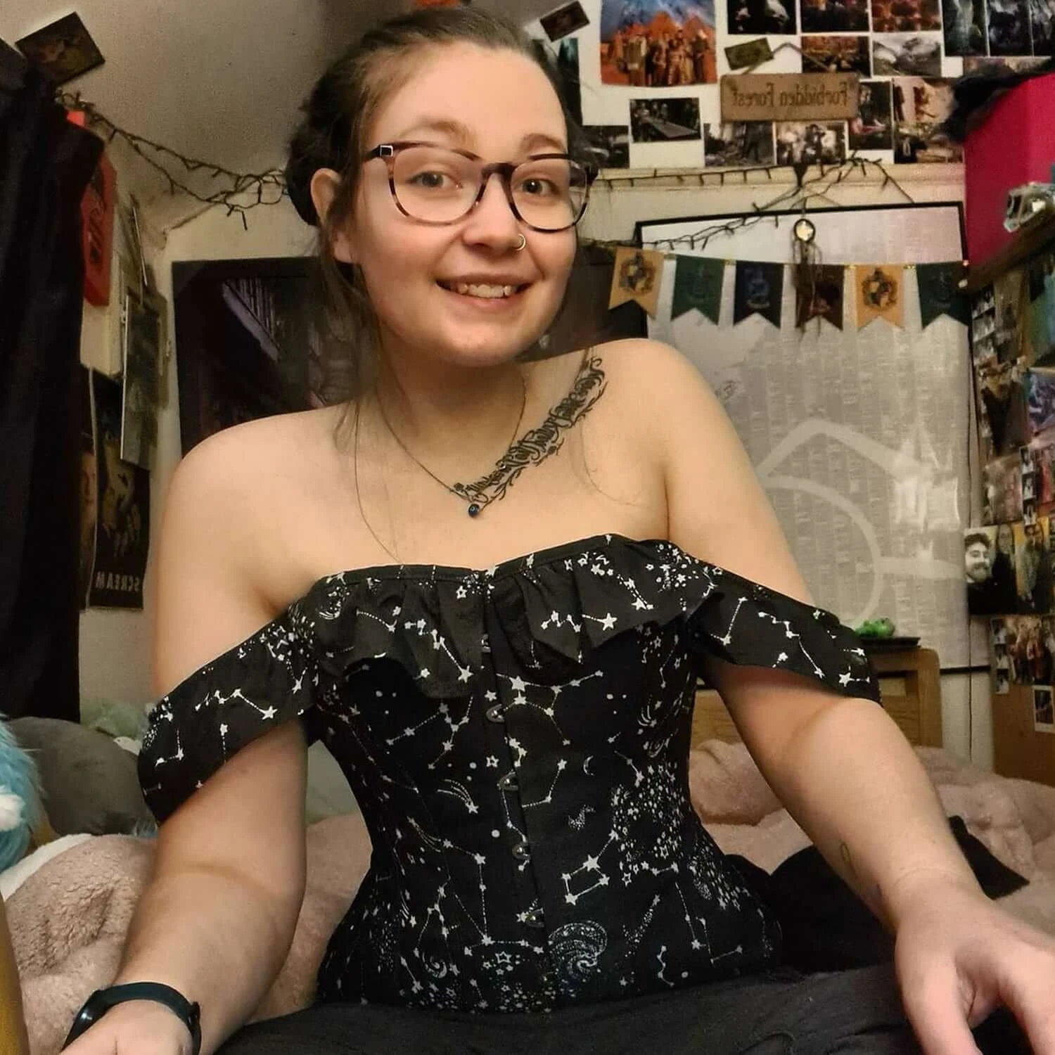 Cotton Astronomy Print Sleeved Corset Top 16 Cotton Astronomy Print Sleeved Corset Top - Image 16