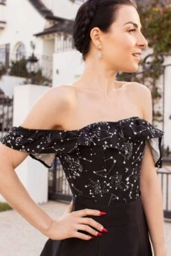 Cotton Astronomy Print Sleeved Corset Top 26 Cotton Astronomy Print Sleeved Corset Top -Corset Story FTS002 website 5