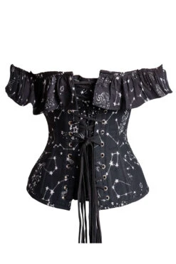 Cotton Astronomy Print Sleeved Corset Top 30 Cotton Astronomy Print Sleeved Corset Top -Corset Story FTS002 9