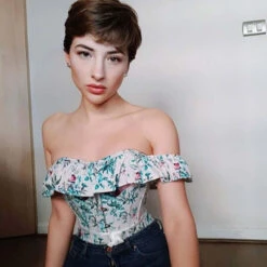 Birds Of Paradise Cold Shoulder Cotton Corset Top 37 Birds Of Paradise Cold Shoulder Cotton Corset Top -Corset Story FTS003 Customerpic June2021 2