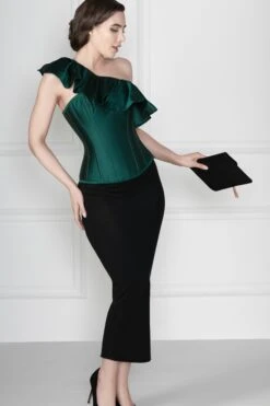 Off The Shoulder Emerald Green Corset Top 27 Off The Shoulder Emerald Green Corset Top -Corset Story FTS020 3