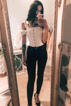White Cotton Overbust With Sleeves And Shoulder Straps -Corset Story FTS022 CustomerPic July2021 2 bdacde3d f3c9 4875 bf48 d1e15eb3da54